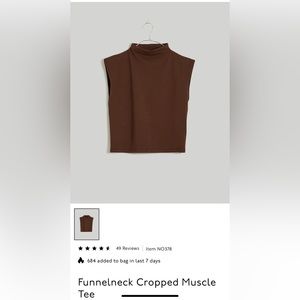 Madewell Funnelneck Cropped Muscle Tee dark coffee color size XL NWT